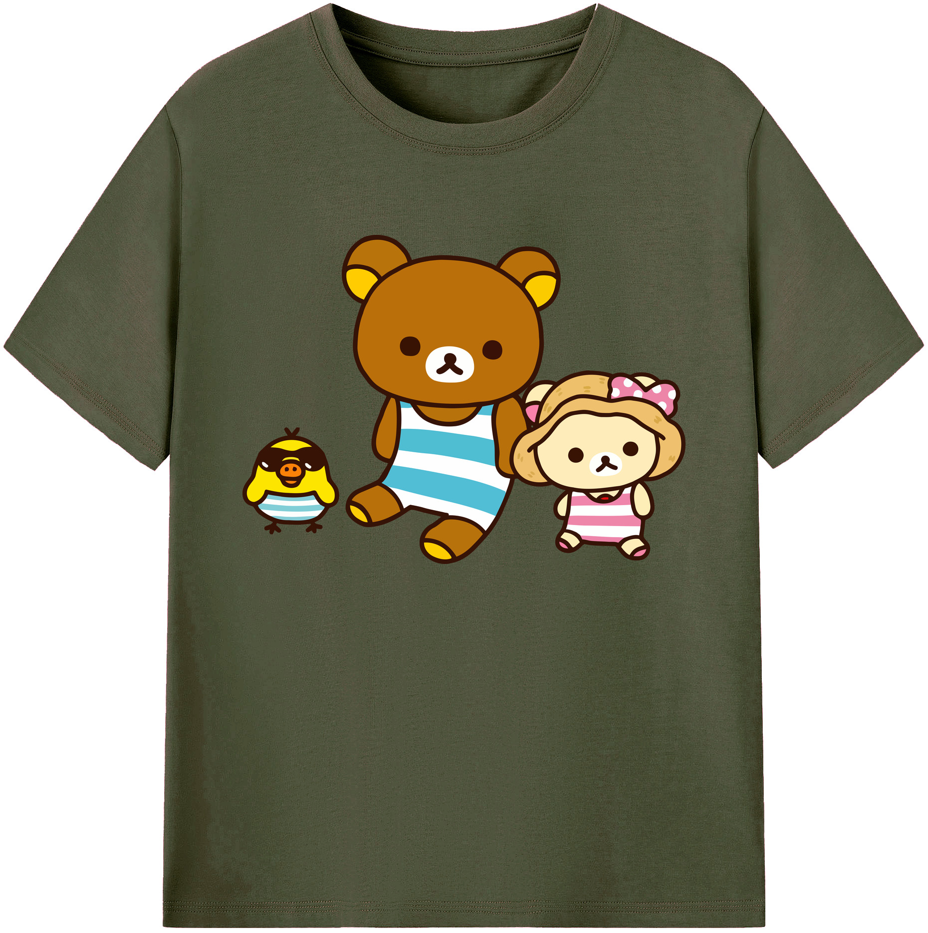 （画像用） リラックマ リラックマ キイロイトリ Rilakkuma Korilakkuma Kiiroitori 綿100％ メンズ半袖Tシャツ｜肌触りやわらか＆通気性
